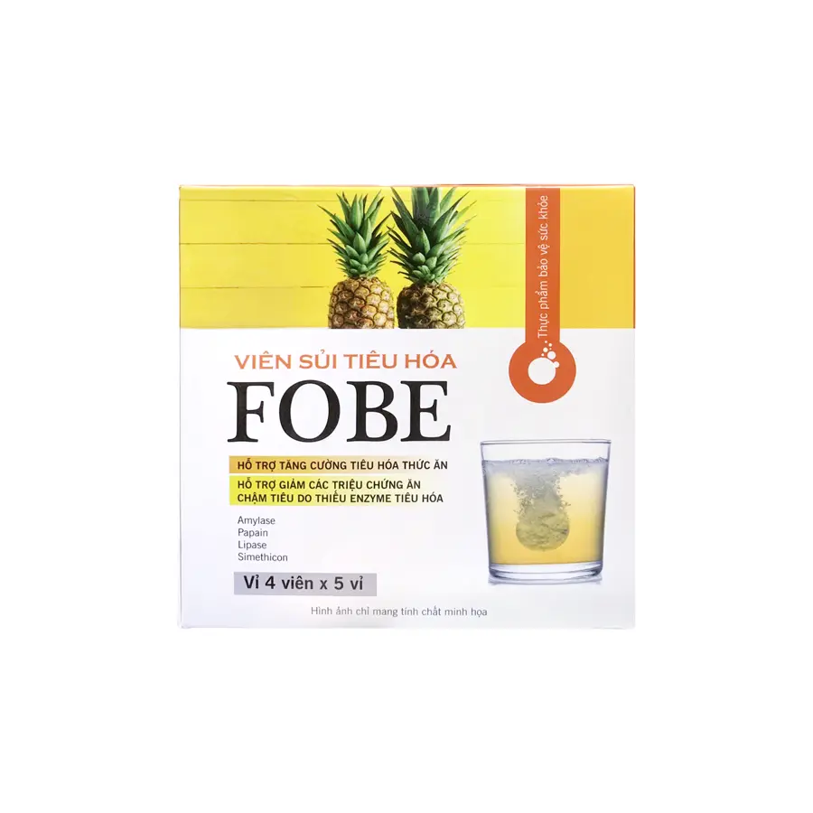 Thực phẩm bảo vệ sức khỏe Viên sủi tiêu hóa Fobe ( Vị Dứa)